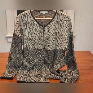 Sweater SEE BY CHLOE`  Cardigan Full Zip Wool Blend Black & Cream 10 Boho Chic